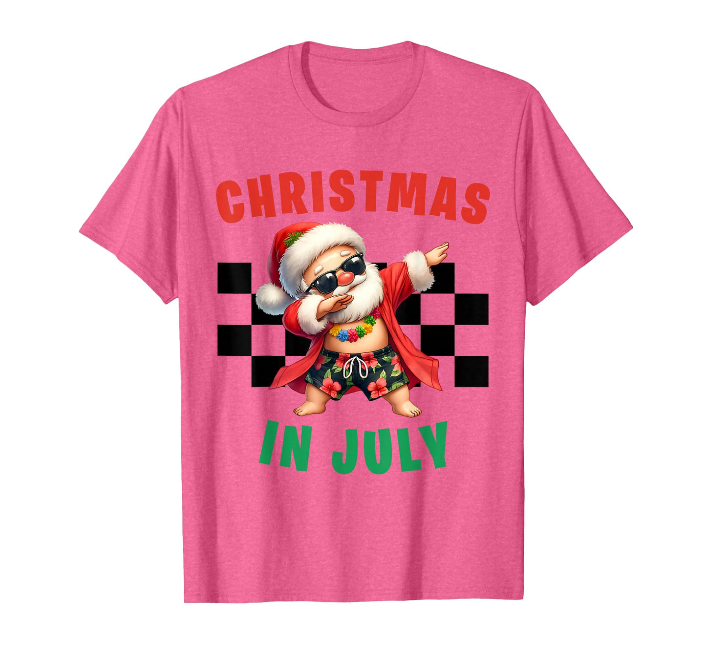 Christmas in July Santa Hat Light Hawaiian Tropical Xmas T-Shirt