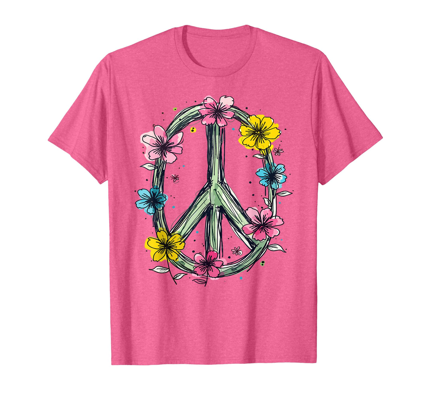 Flower Power, Peace Sign, Women, Flowers, Love Peace Hippie T-Shirt