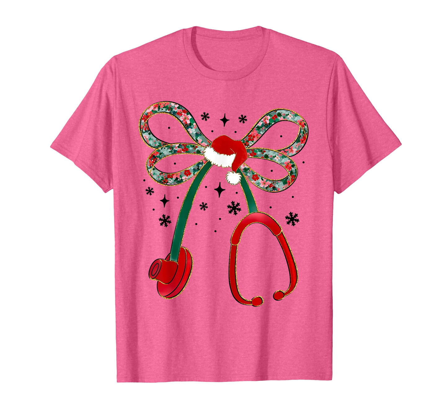 Nurse Christmas Stethoscope Coquette Bow Pajamas Holiday T-Shirt