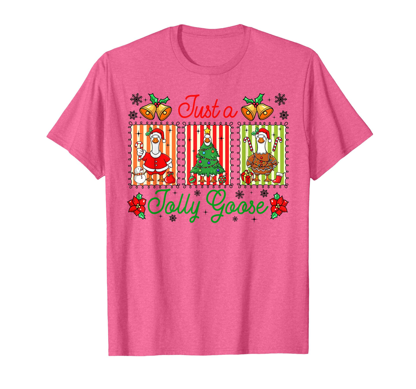 Just A Jolly Goose Preppy Coquette Christmas Goose Costume T-Shirt