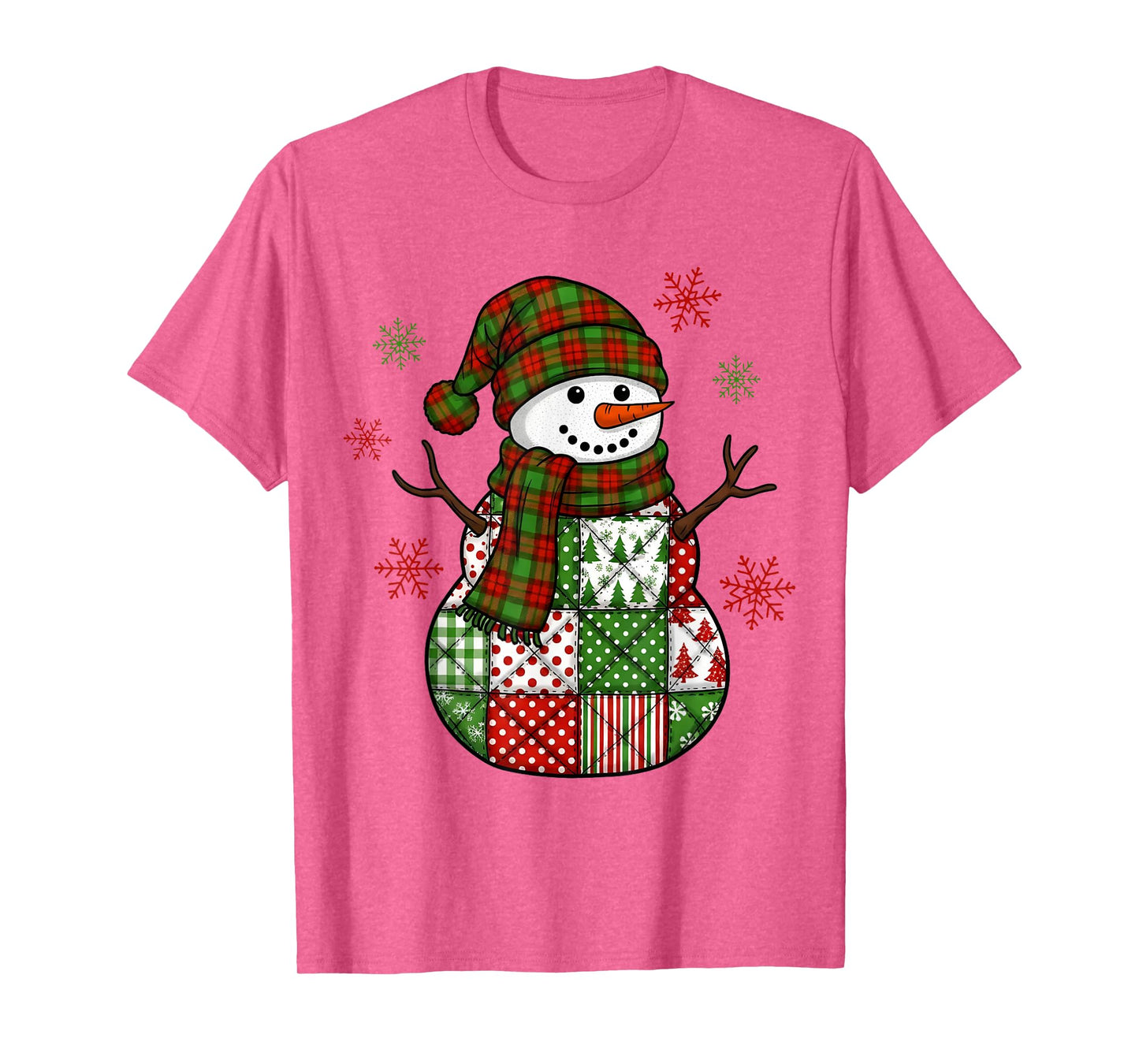 Patchwork Snowman Retro Funny Christmas Xmas Snowman Holiday T-Shirt