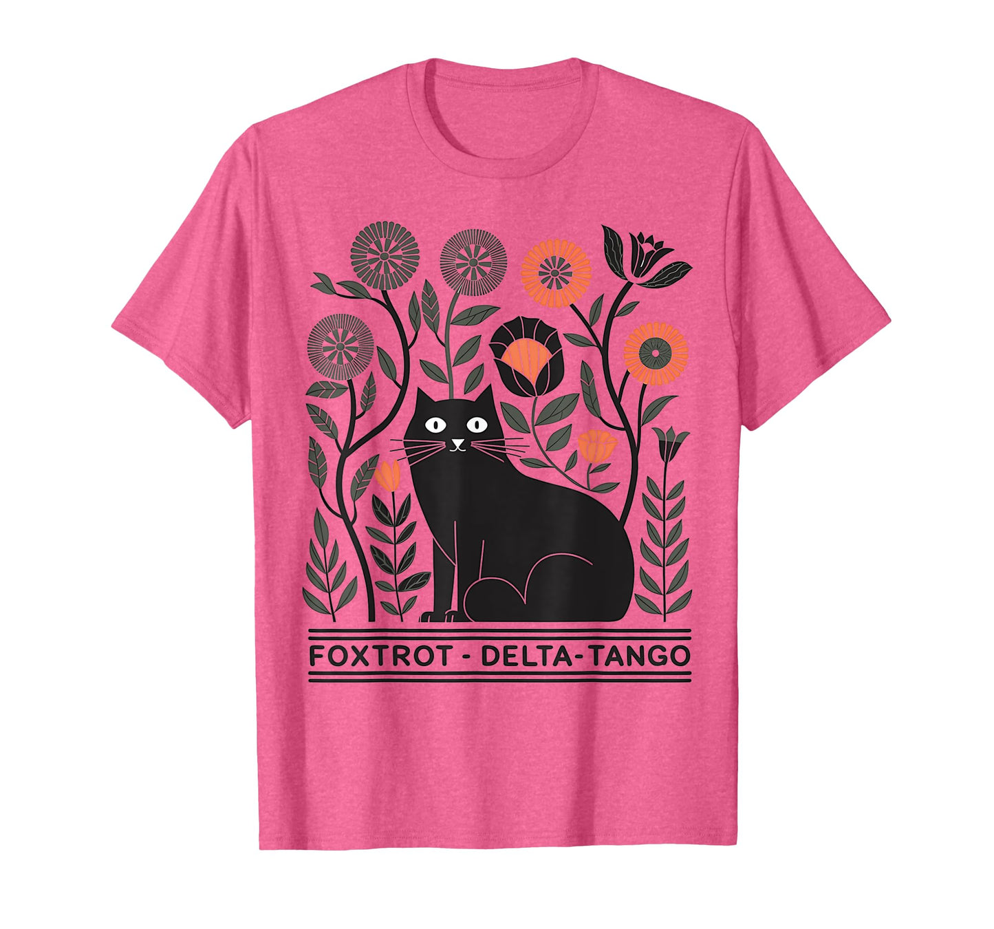 Retro Foxtrots Deltas Tangos Flower Art Cat in Flowers Men Women T-Shirt