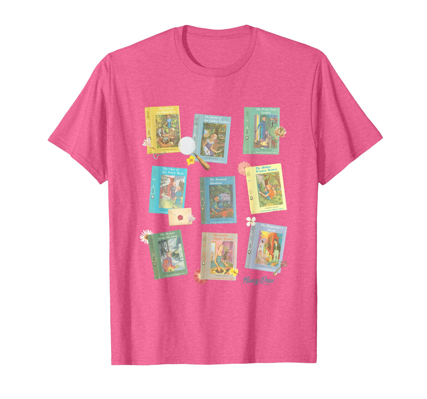 Nancy Drew Midcentury Iconic Literature Vintage Portraits T-Shirt - Unisex-Adults & Kids - Blue - Small - Short Sleeve - T-Shirt
