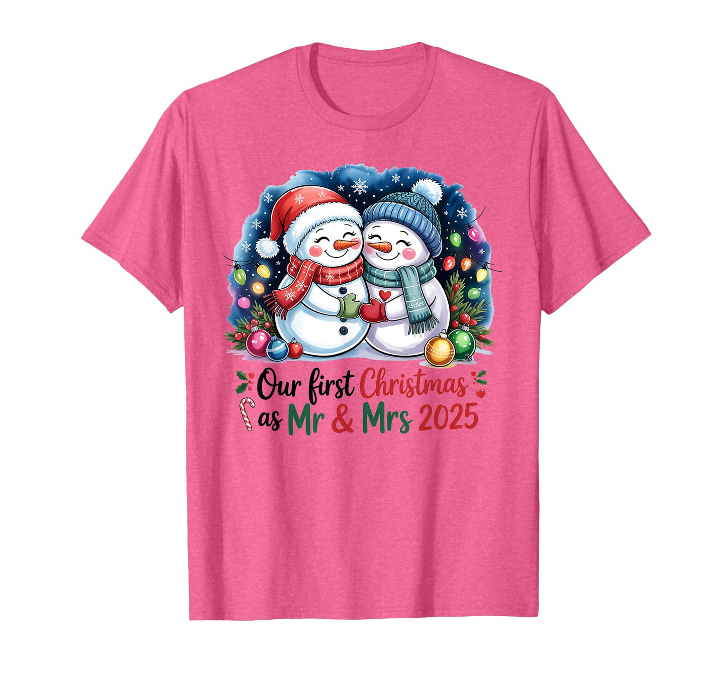 Our First Christmas as Mr & Mrs 2025 Couple Matching Pajamas T-Shirt