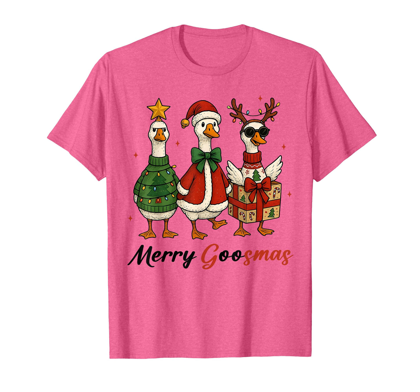 Funny Retro Merry Goosemas Christmas Silly Goose Xmas Lights T-Shirt
