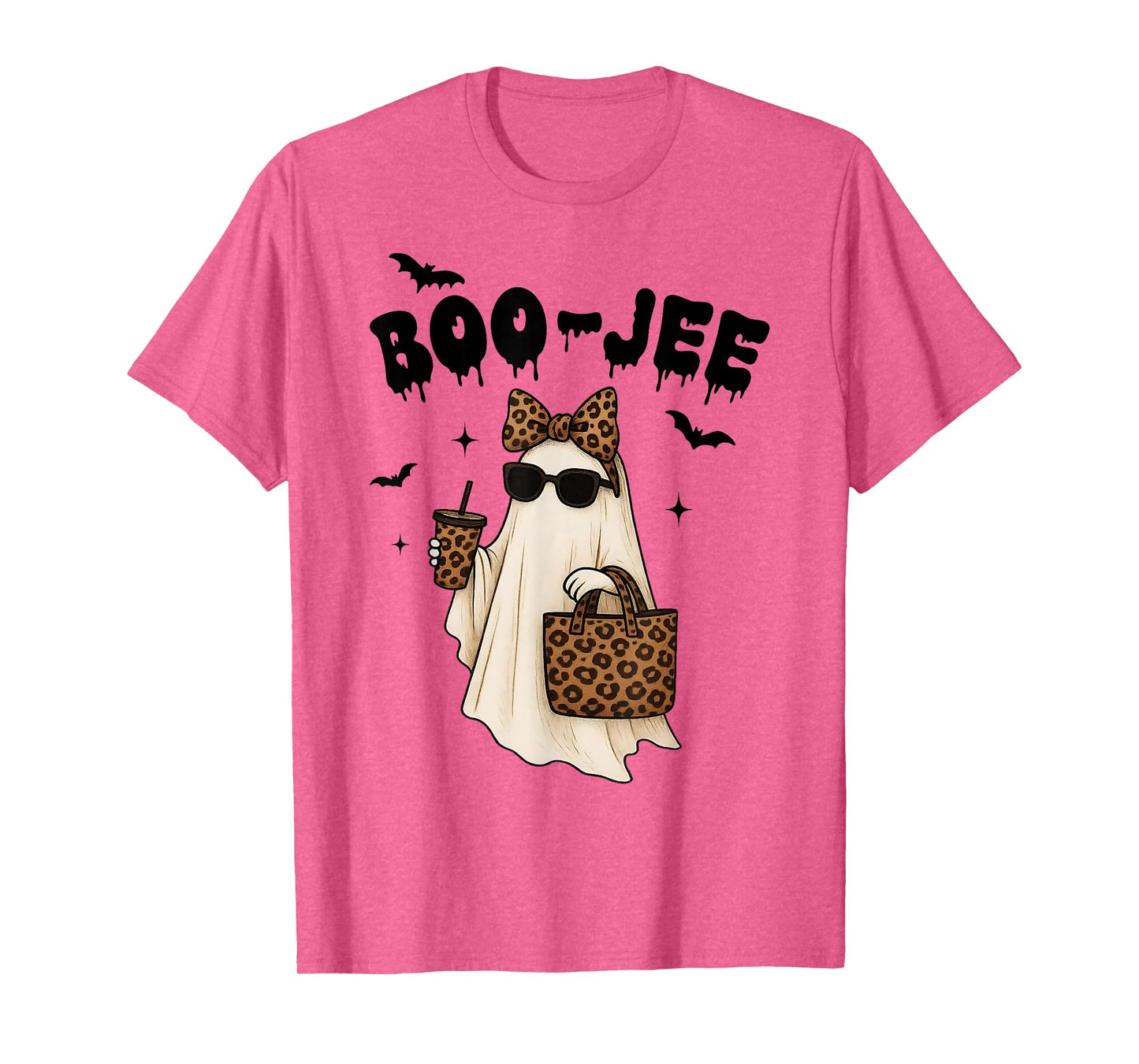 Coquette Leopard Ghost Coffee Boo-JEE Halloween Boujee Ghost T-Shirt