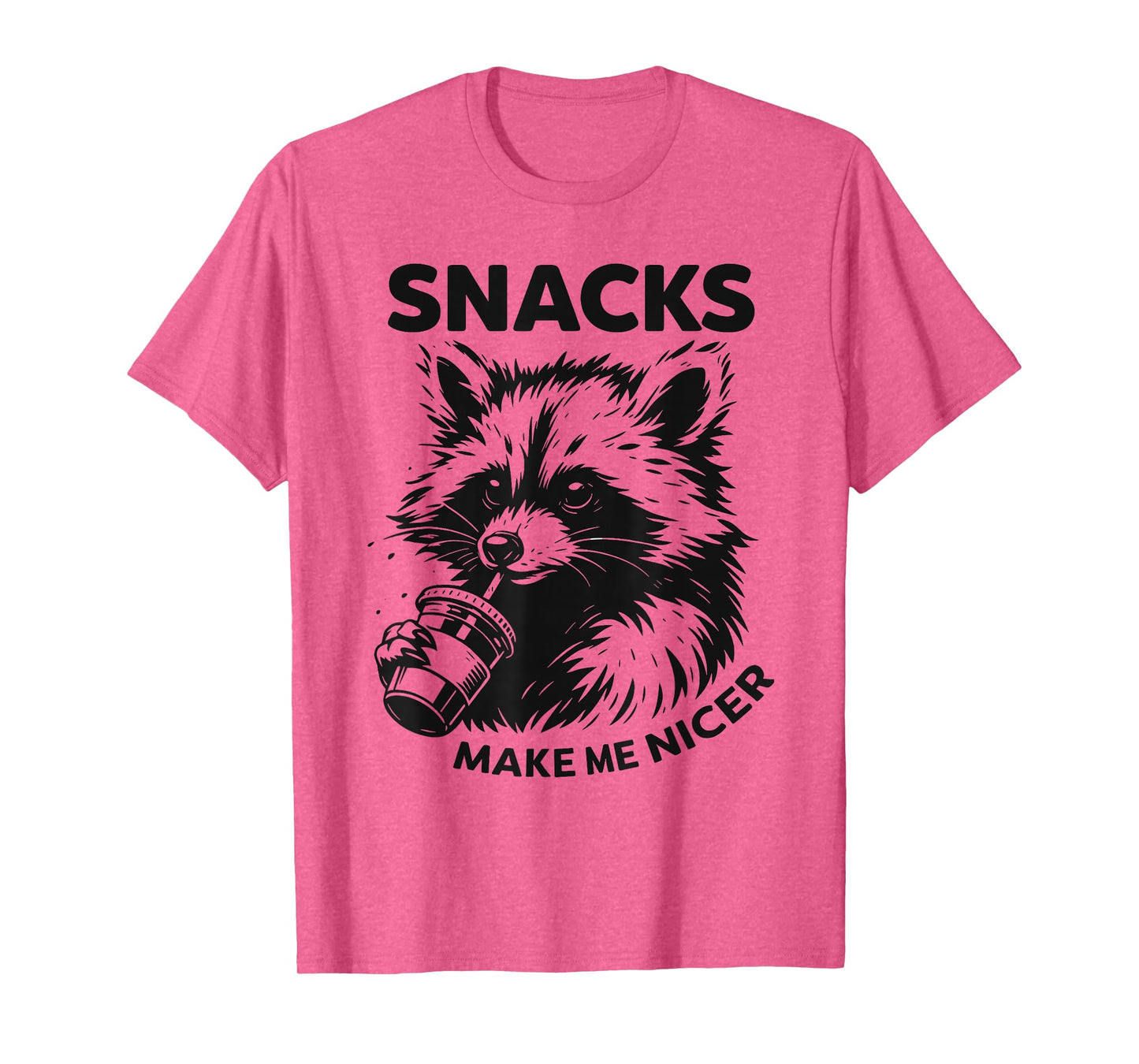 Funny Raccoon Snacks Make Me Nicer Cute Animal Vintage Snack T-Shirt