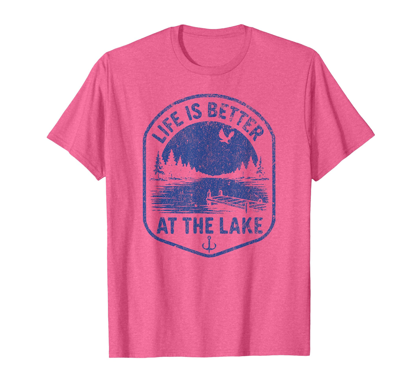 LIFE IS BETTER AT THE LAKE Vintage Distressed Fishing Nature T-Shirt