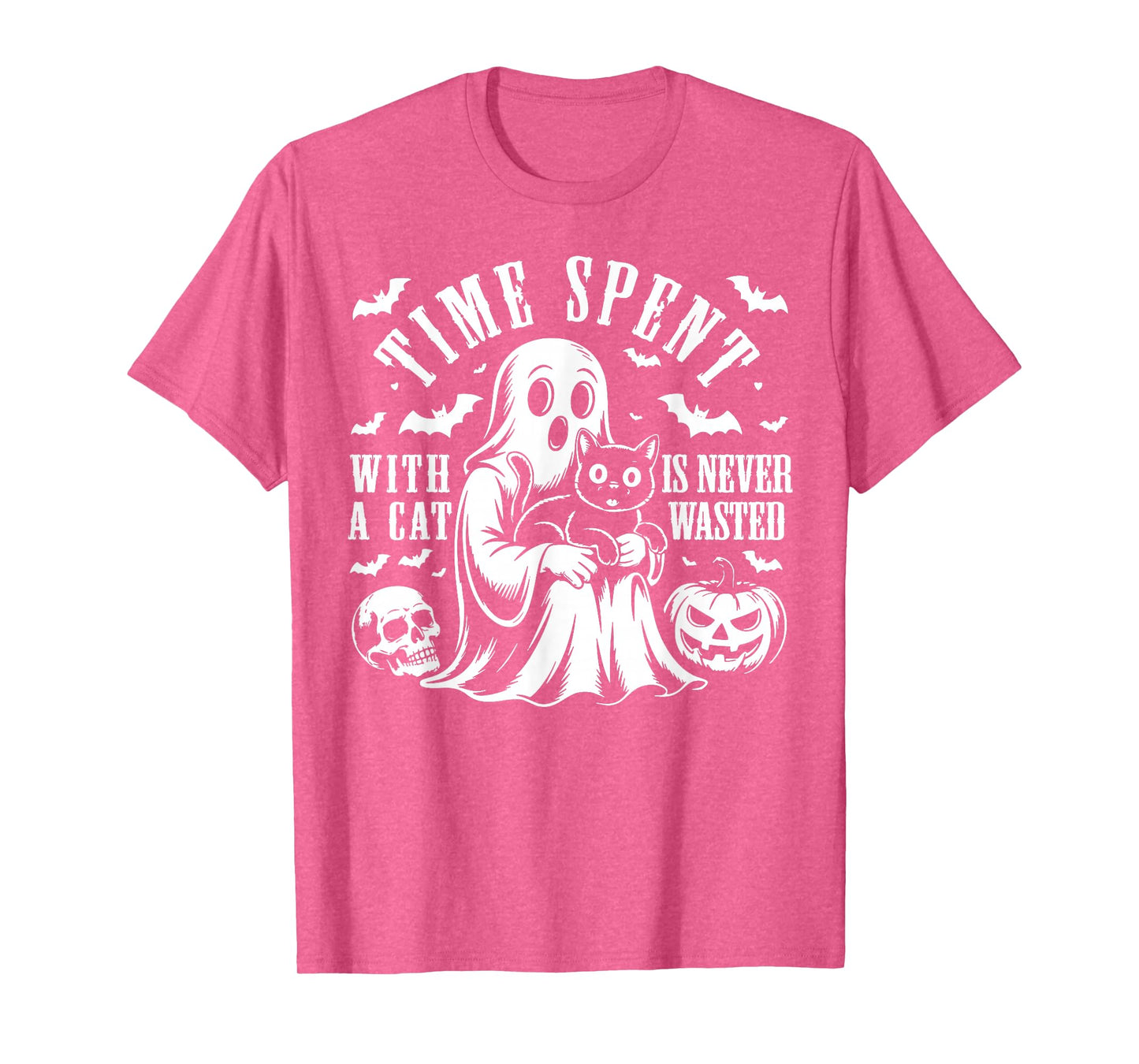 Time Spent with A Cat is Never Wasted Halloween Pumpkin Boo T-Shirt