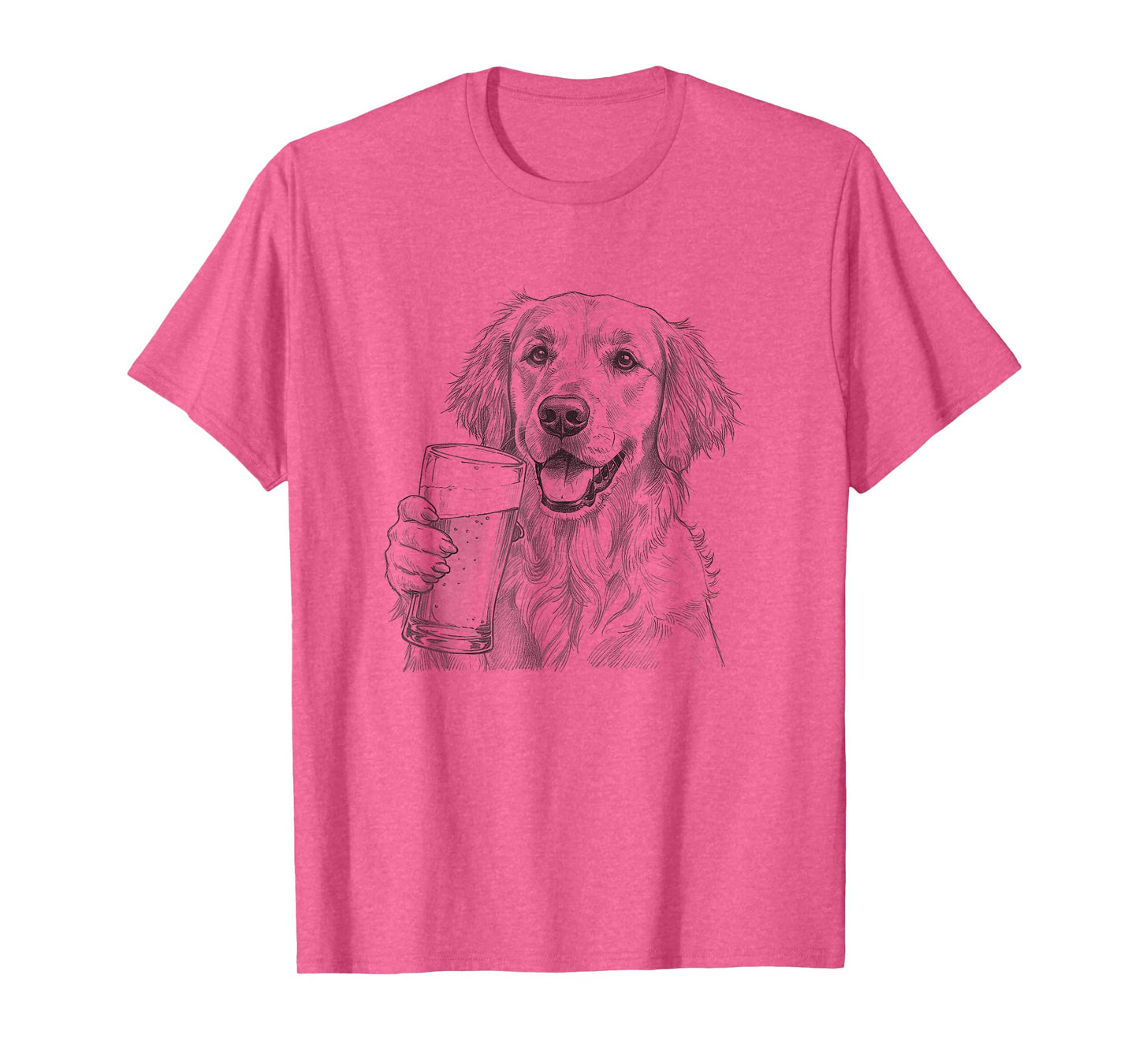 Vintage Golden Retriever Beer Drawing Art Design T-Shirt
