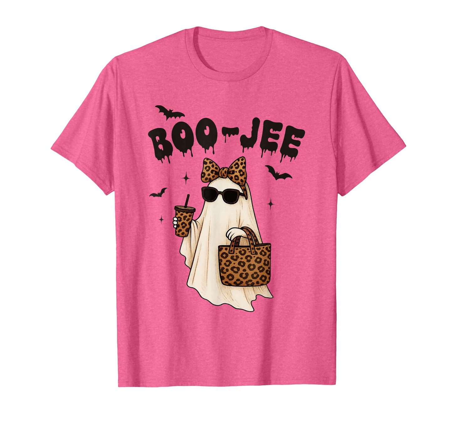 Coquette Leopard Ghost Coffee Boo-JEE Halloween Boujee Ghost T-Shirt