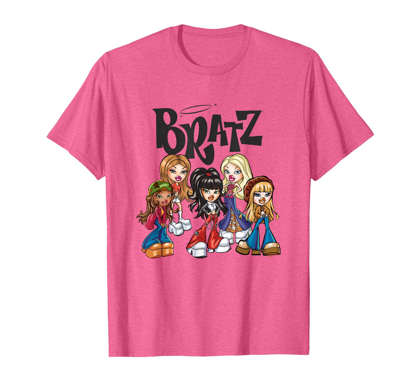 Bratz Dolls Vintage Style Group Shot Big Chest Poster T-Shirt