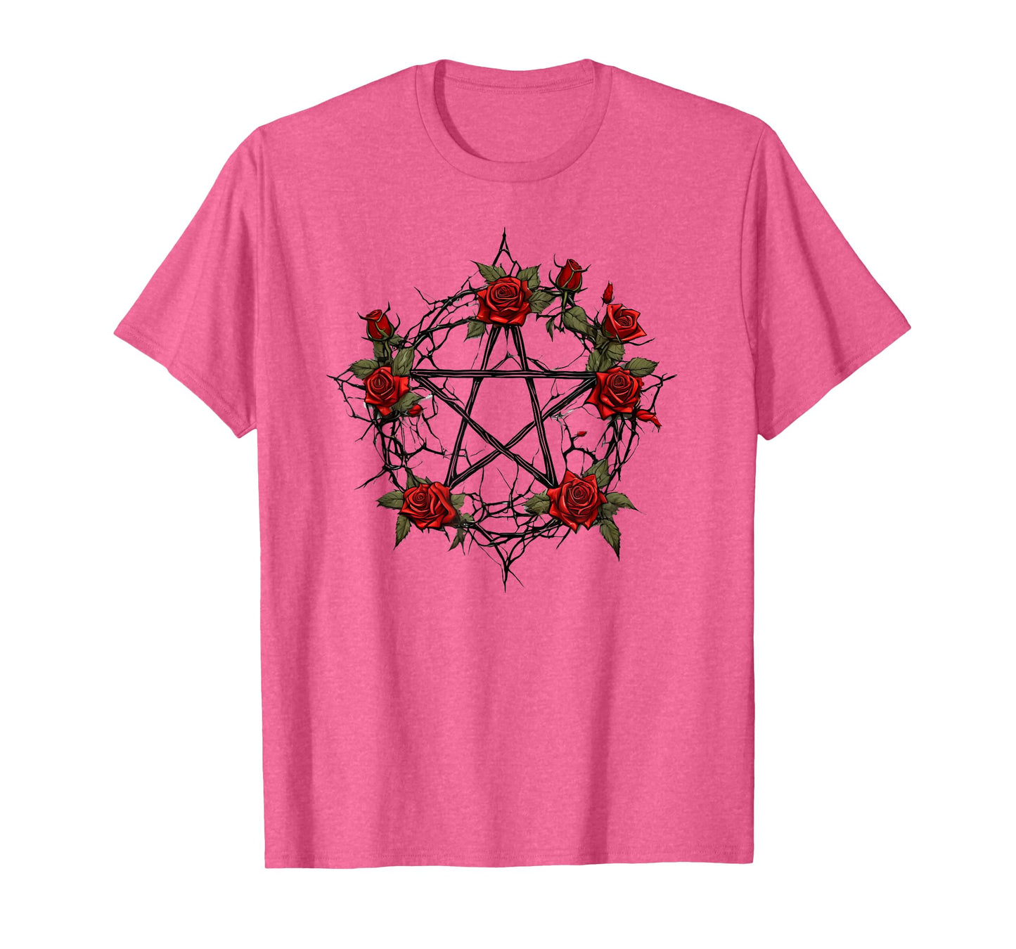 Pentagram with 5 Elements with Roses Gothic Occult Pentagram T-Shirt
