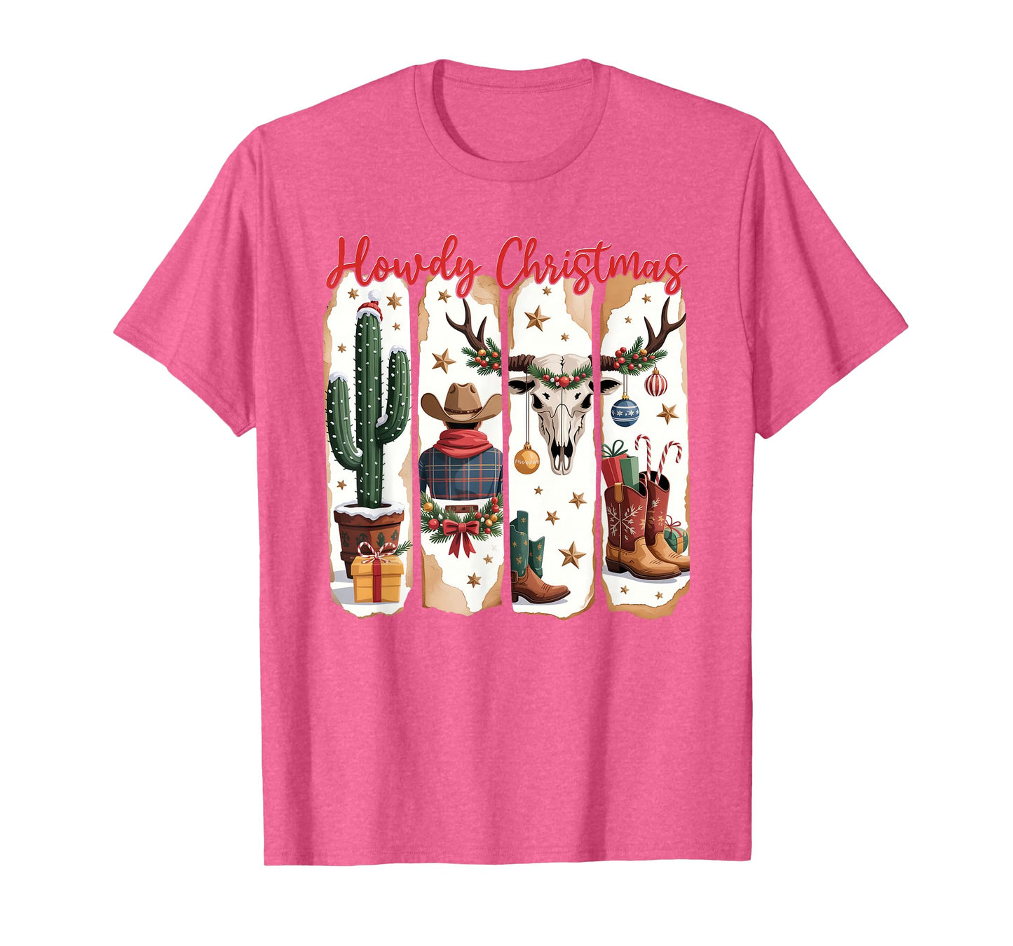 Howdy Christmas Western Coquette Bow Cowboy Cowgirl Santa T-Shirt