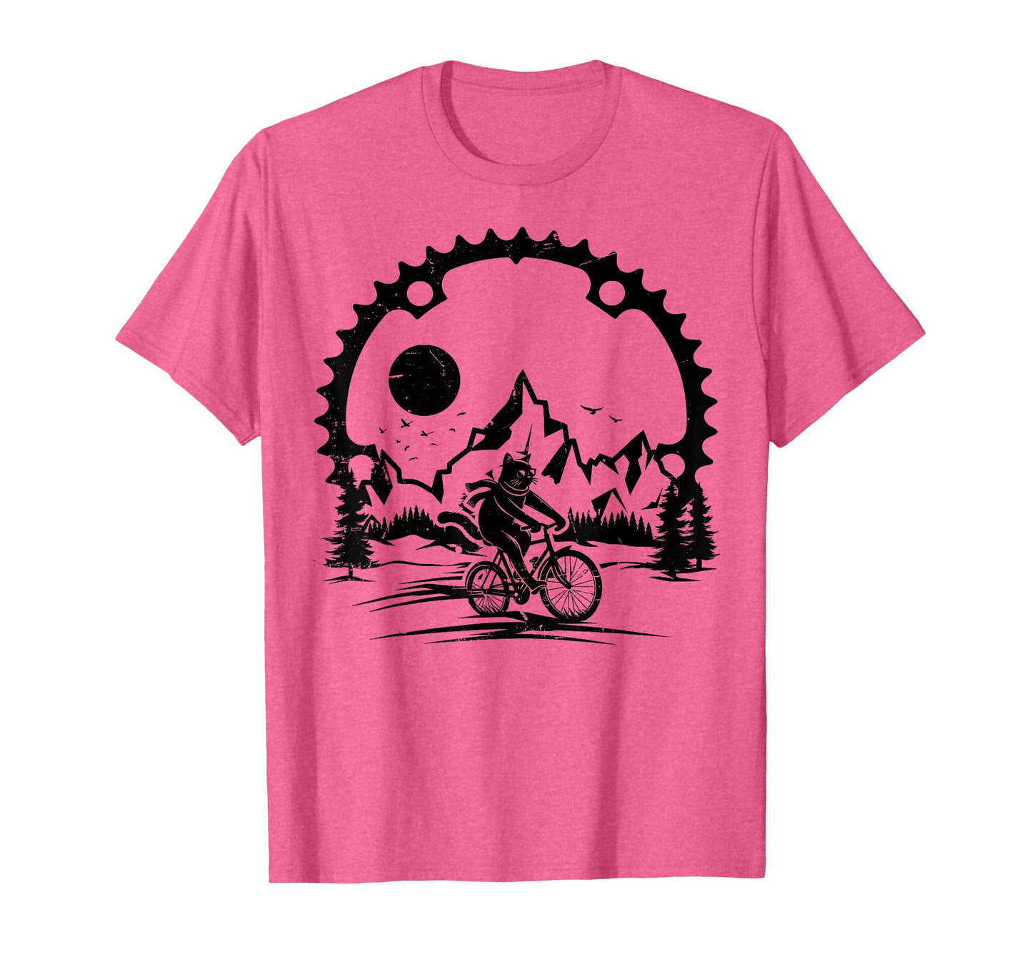 Funny Cat Riding Bicycle Vintage Mountain Biking Cat Biker T-Shirt