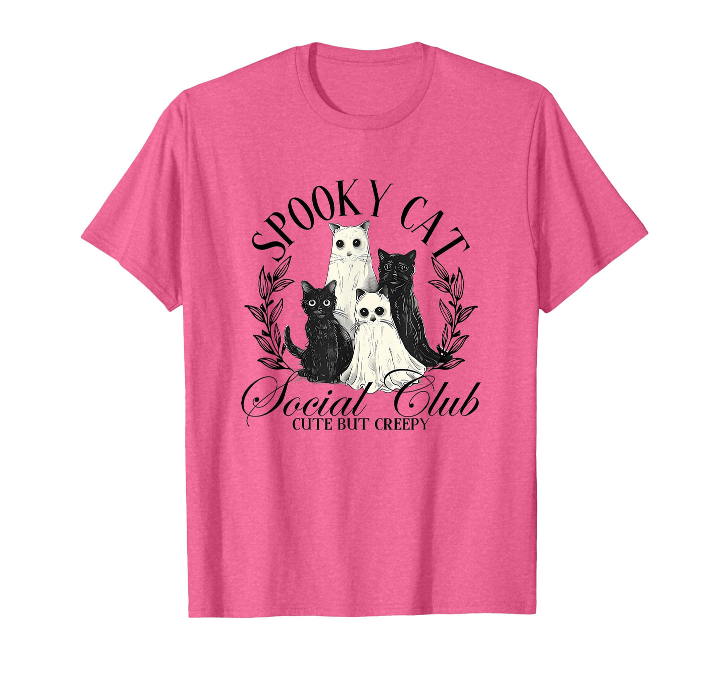 Spooky Cat Social Club Ghost Cat Halloween Gothic Black Cat T-Shirt
