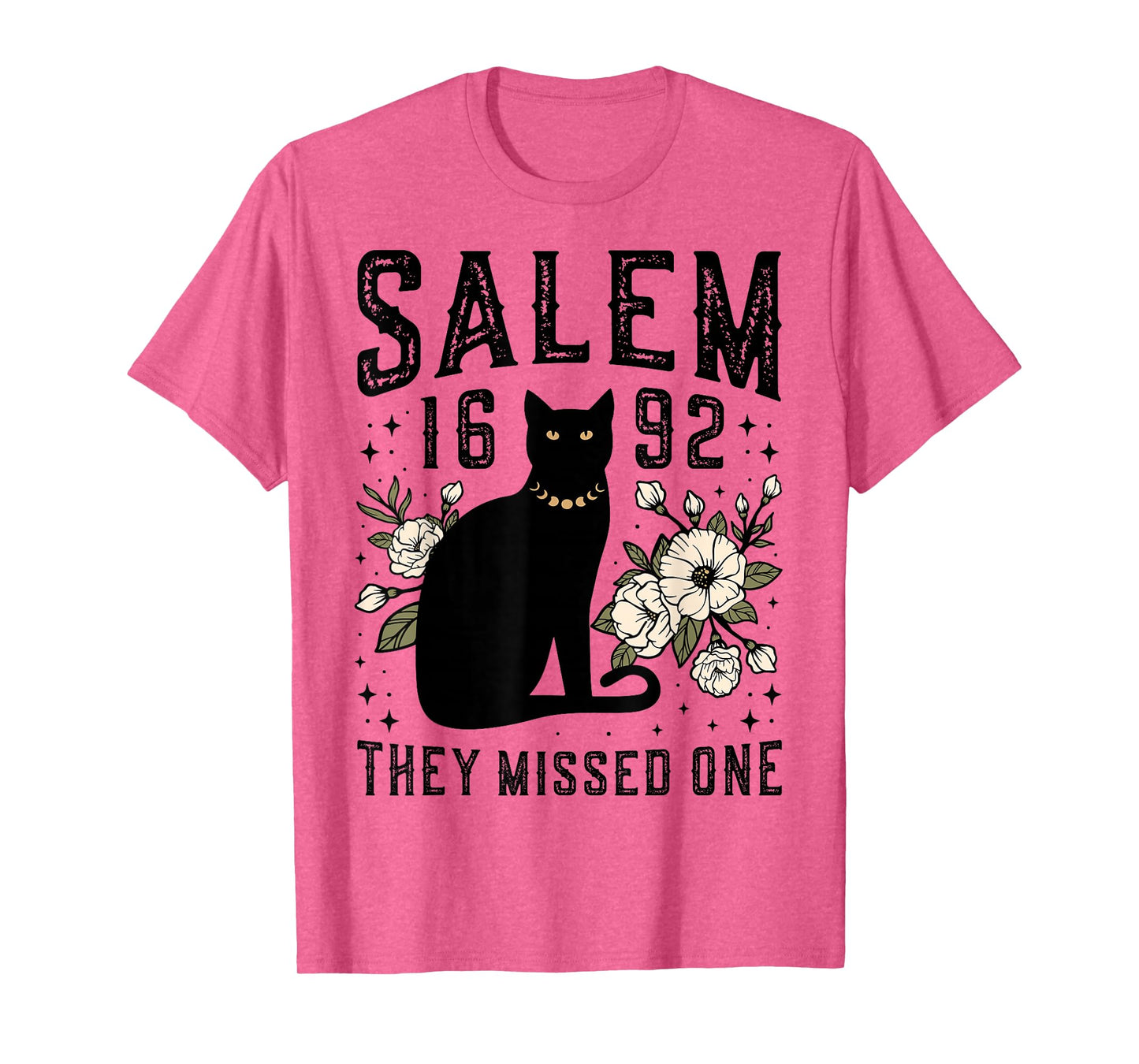 Salem 1692 They Missed One Witch Trial Black Cat Moon Witchy T-Shirt