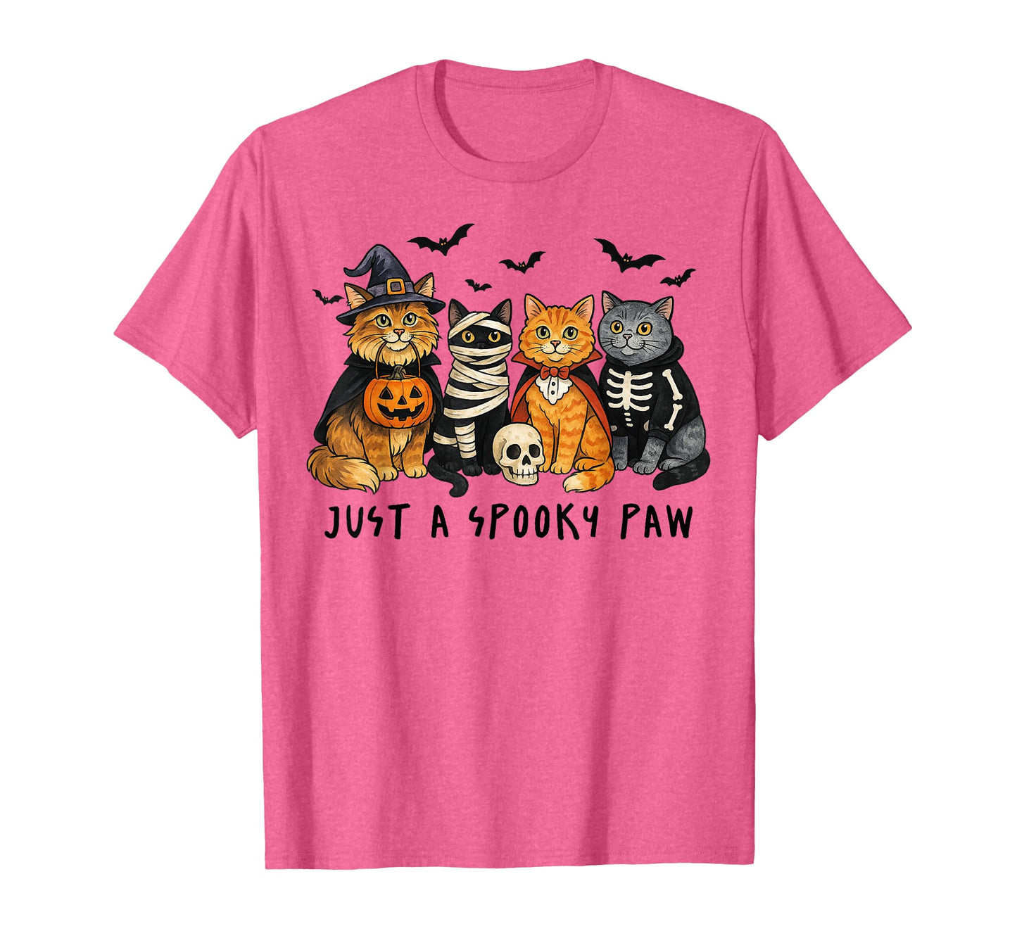 Just A Spooky Paw Funny Cat Witch Halloween Cat Lovers T-Shirt