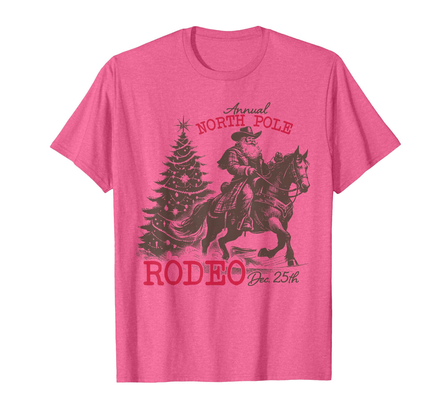 Annual North Pole Rodeo Santa Western Cowboy Christmas Retro T-Shirt