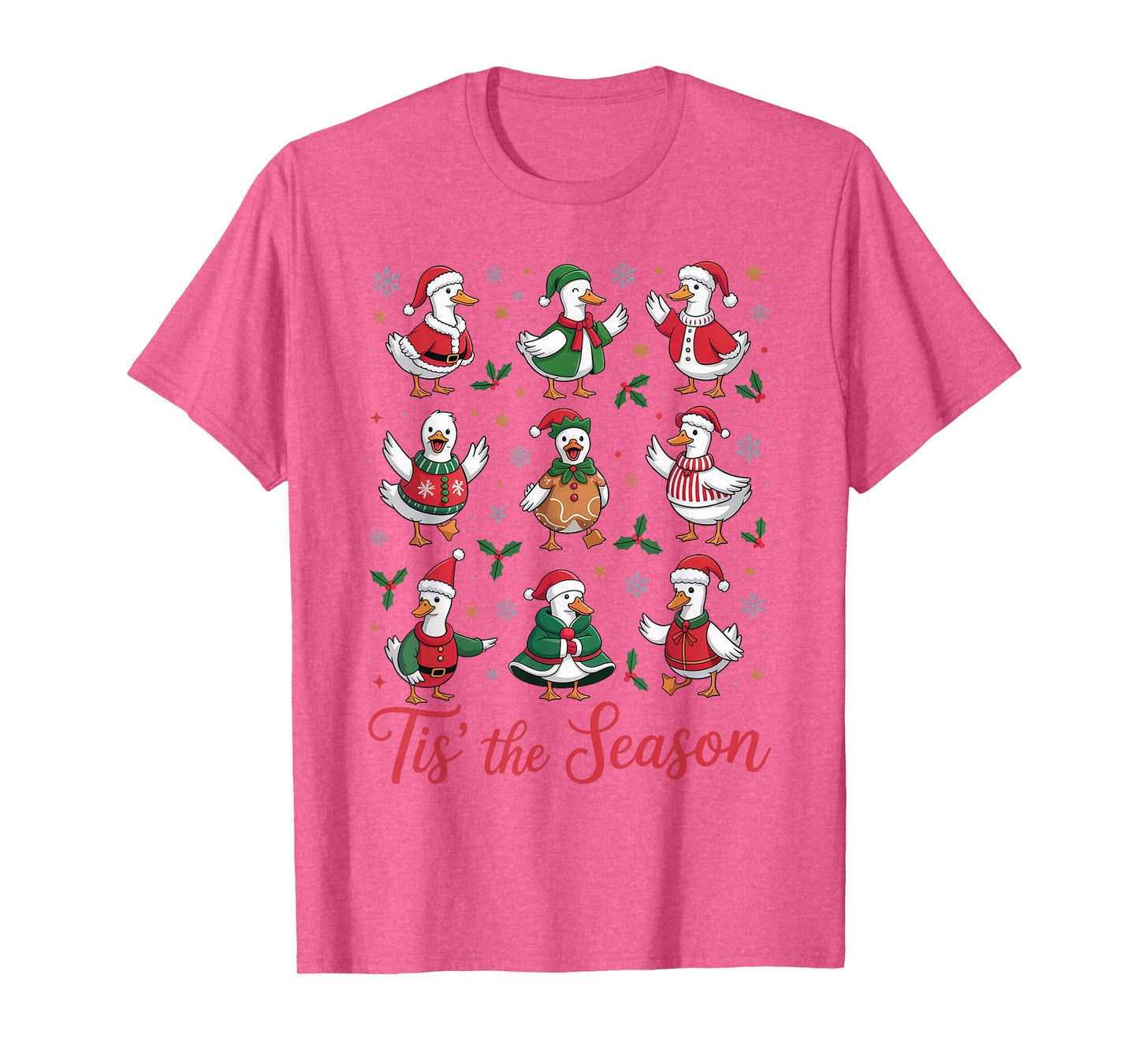 Retro Silly Goose Santa Cute Merry Christmas Tis The Season T-Shirt