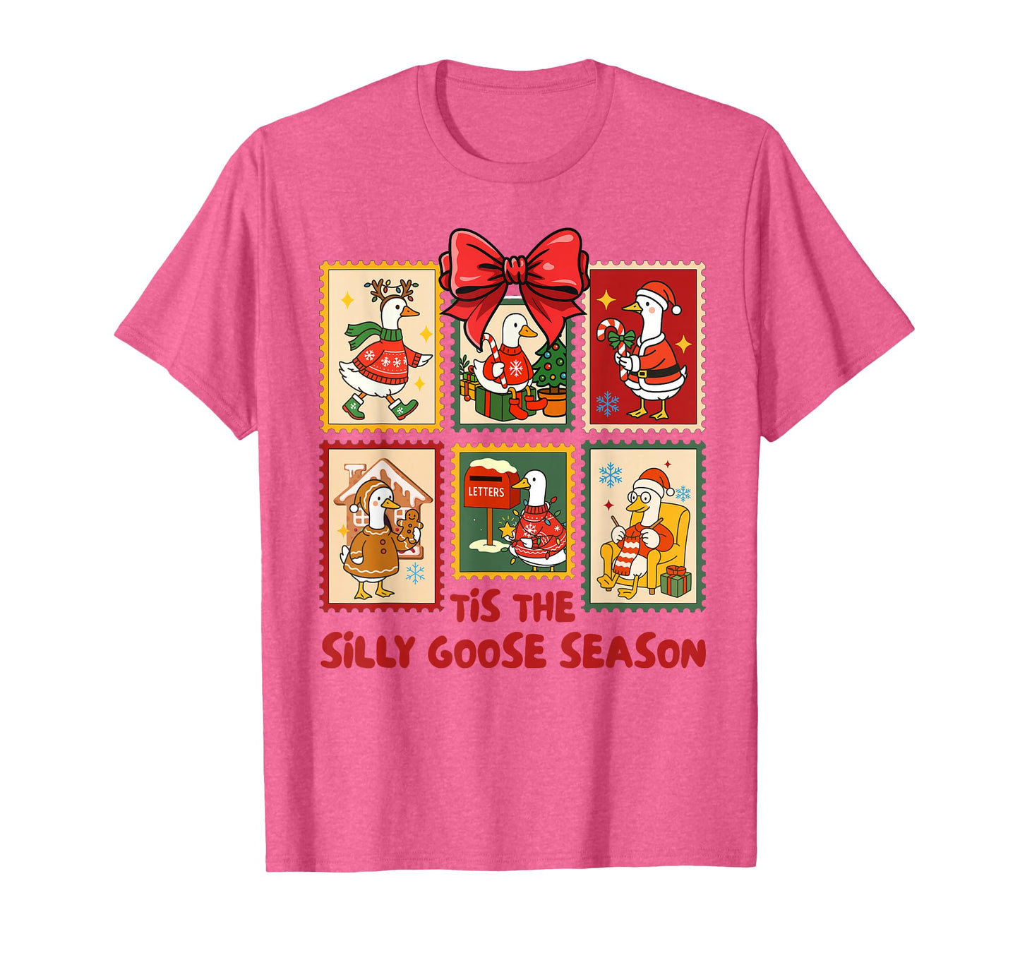 Christmas Xmas Vibes Tis The Silly Goose Season Stamps T-Shirt