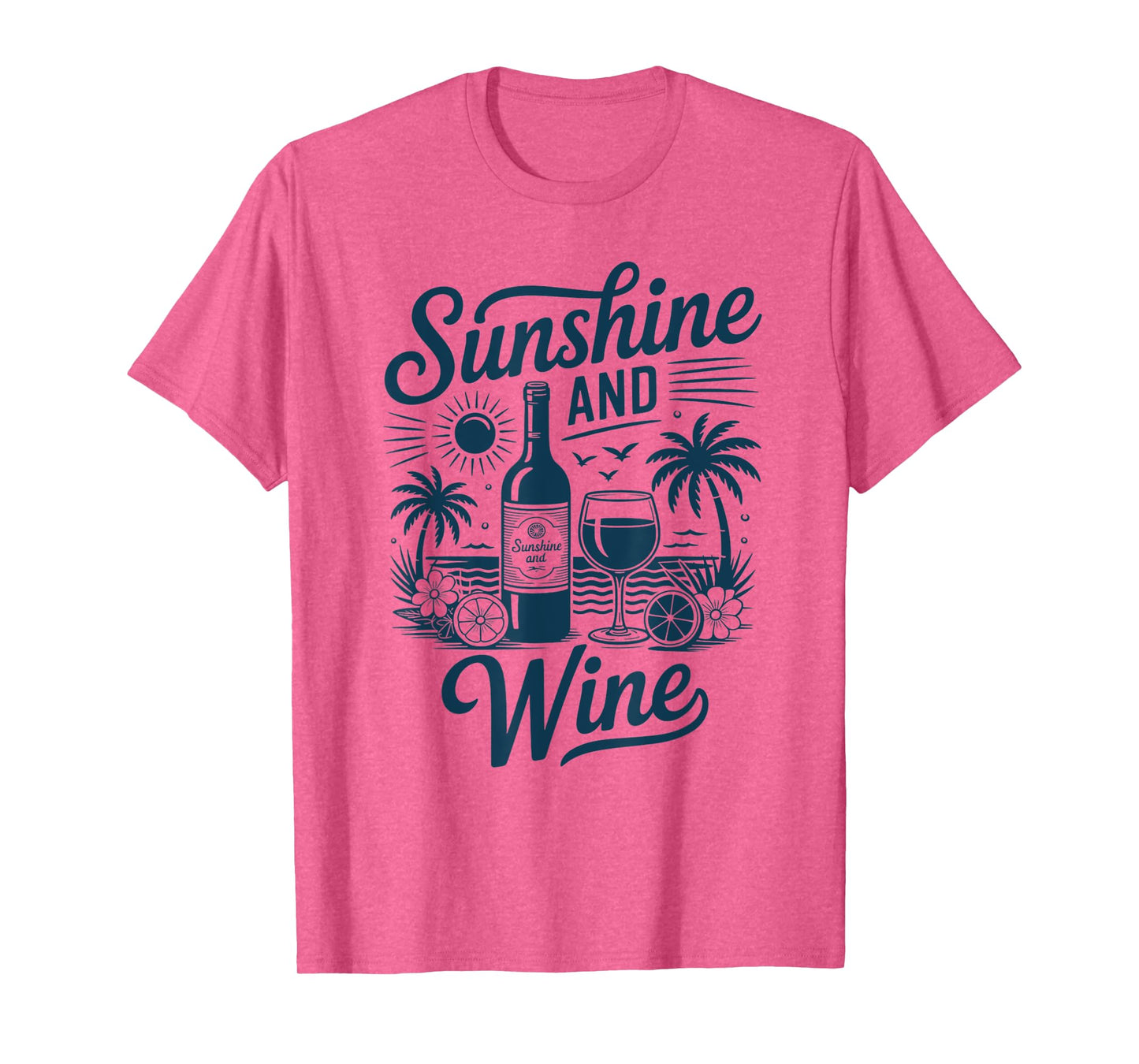 Sunshine And Wine Beach Retro 70s Vintage Vacation Summer T-Shirt