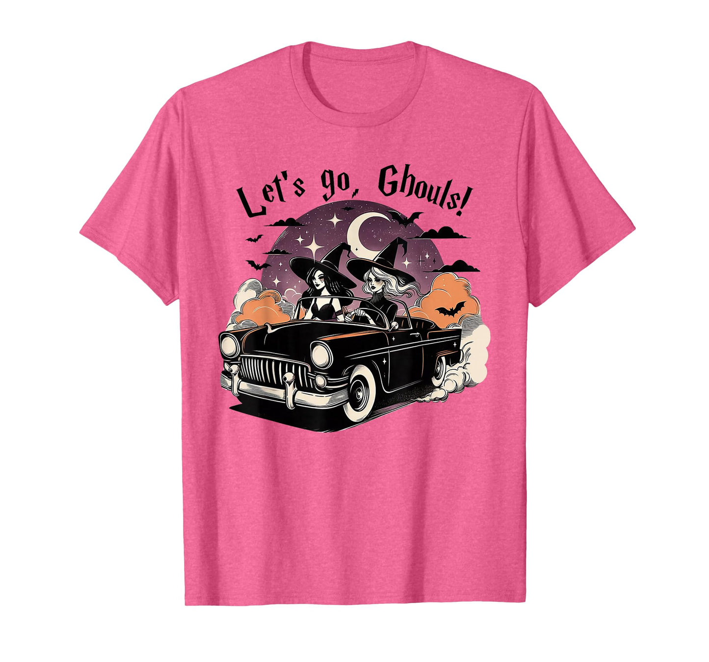 Retro Let's Go Ghouls Witch Car Ride Halloween Spooky T-Shirt