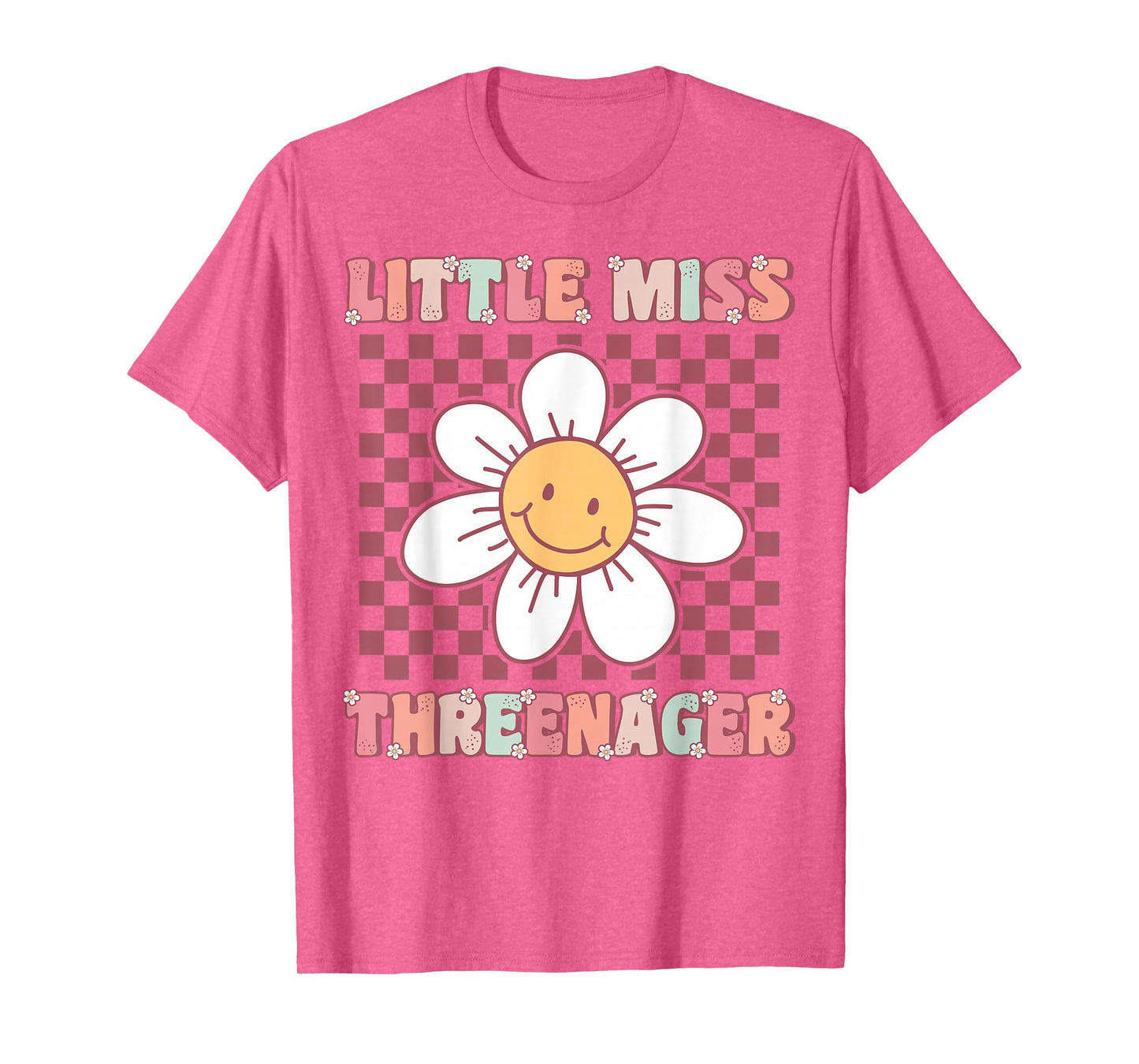 Little Miss Threenager Cute Groovy 3rd Birthday Party Flower T-Shirt