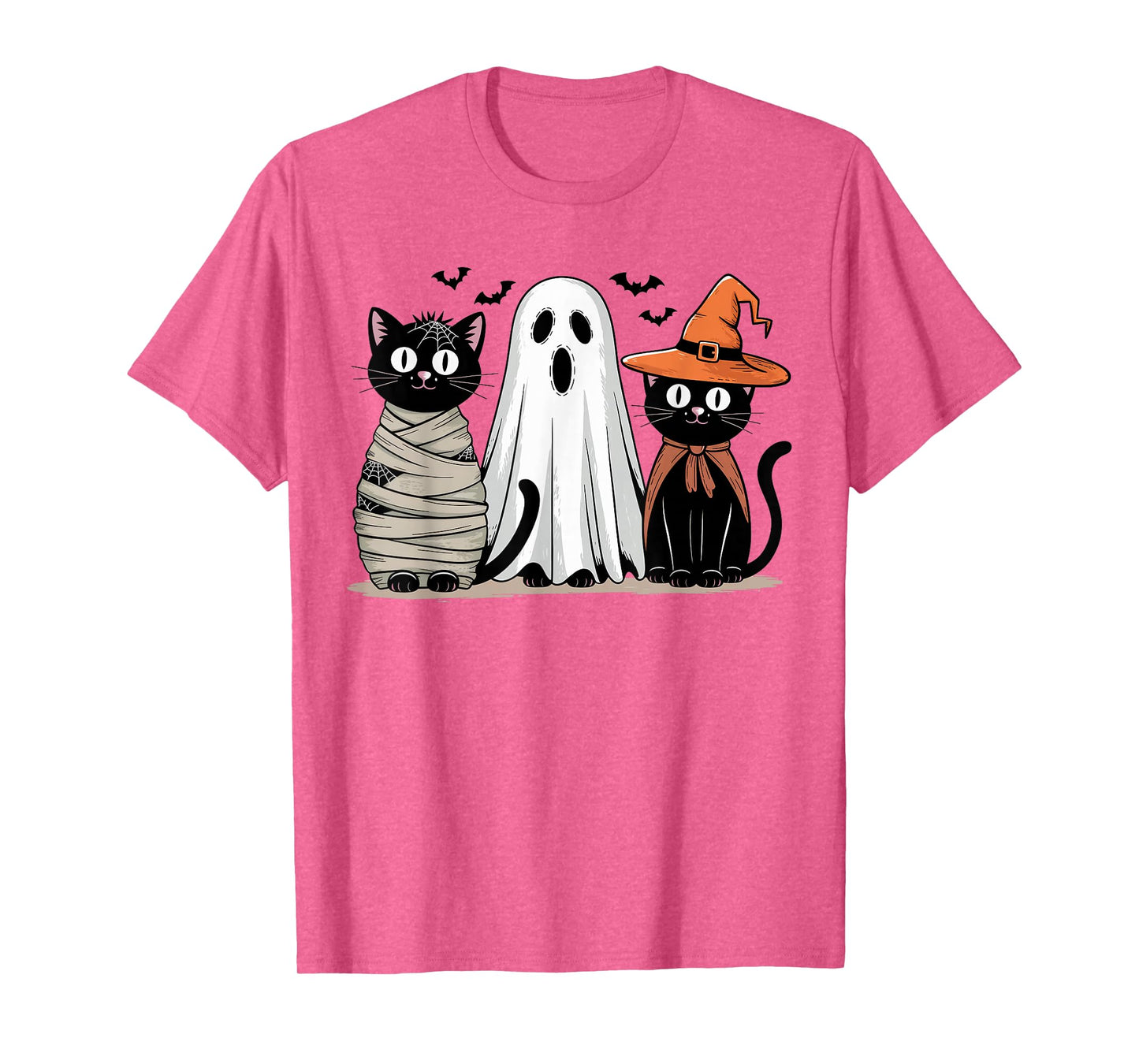 Vintage Halloween Black Cat Mummy Ghost Witch Retro Spooky T-Shirt
