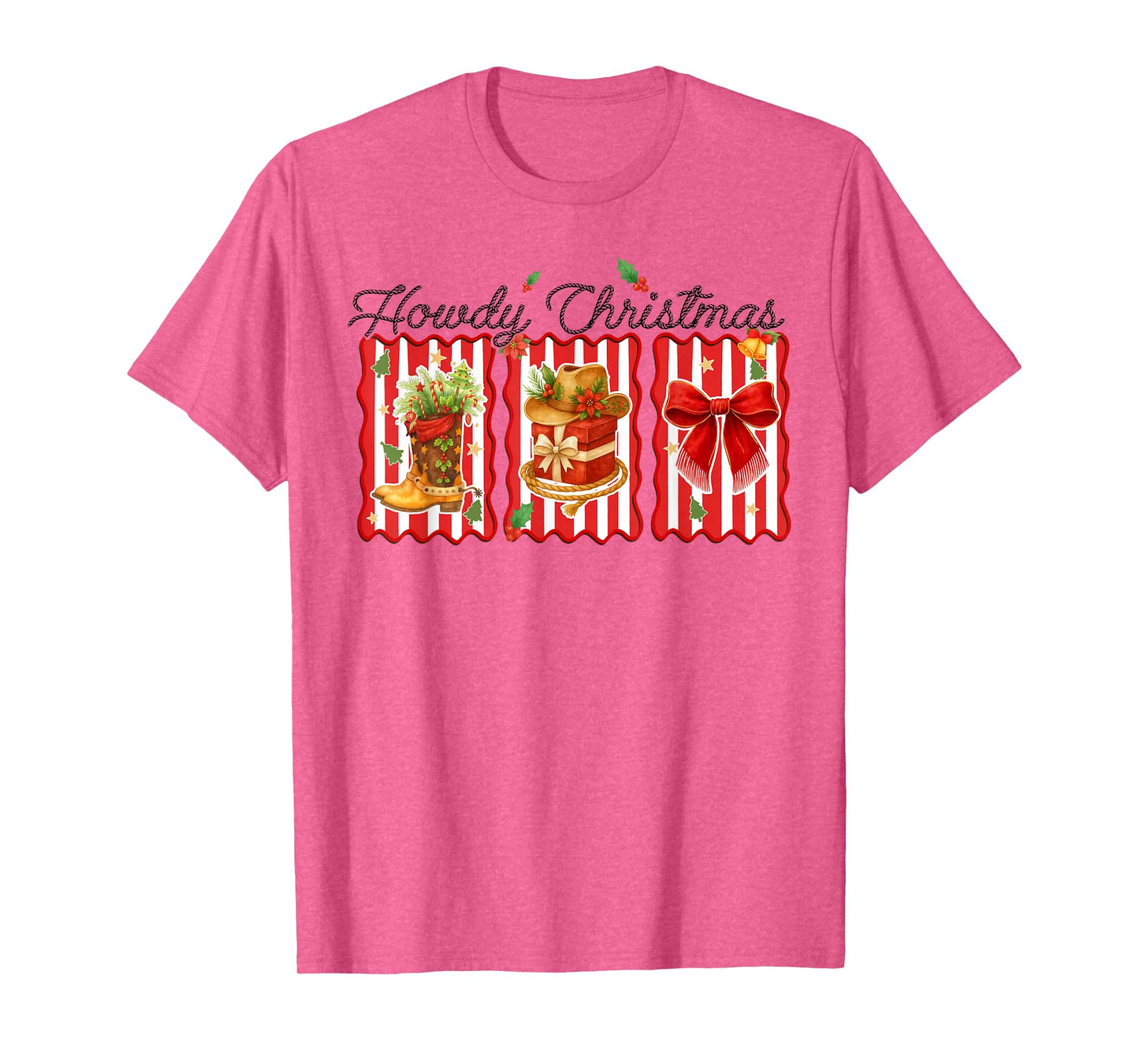 Howdy Christmas Western Coquette Bow Cowboy Cowgirl Santa T-Shirt