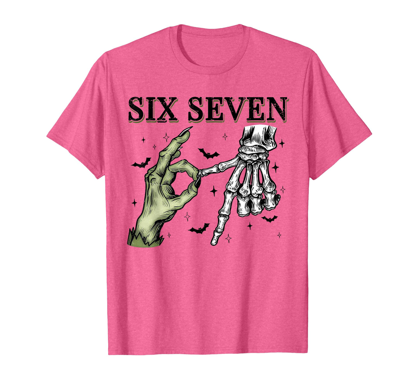 Six Seven 6 7 Meme Funny Witch Skeleton Hands T-Shirt