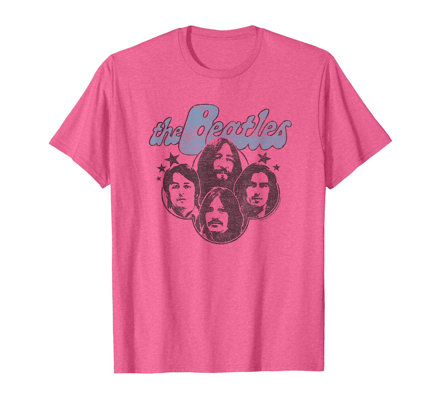 The Beatles - Groovy Blue Logo with Band Member Faces T-Shirt