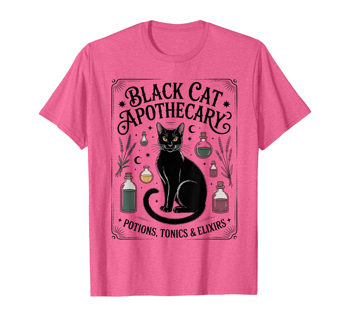 Black Cat Apothecary Potions Spooky Magic Halloween Herbal T-Shirt