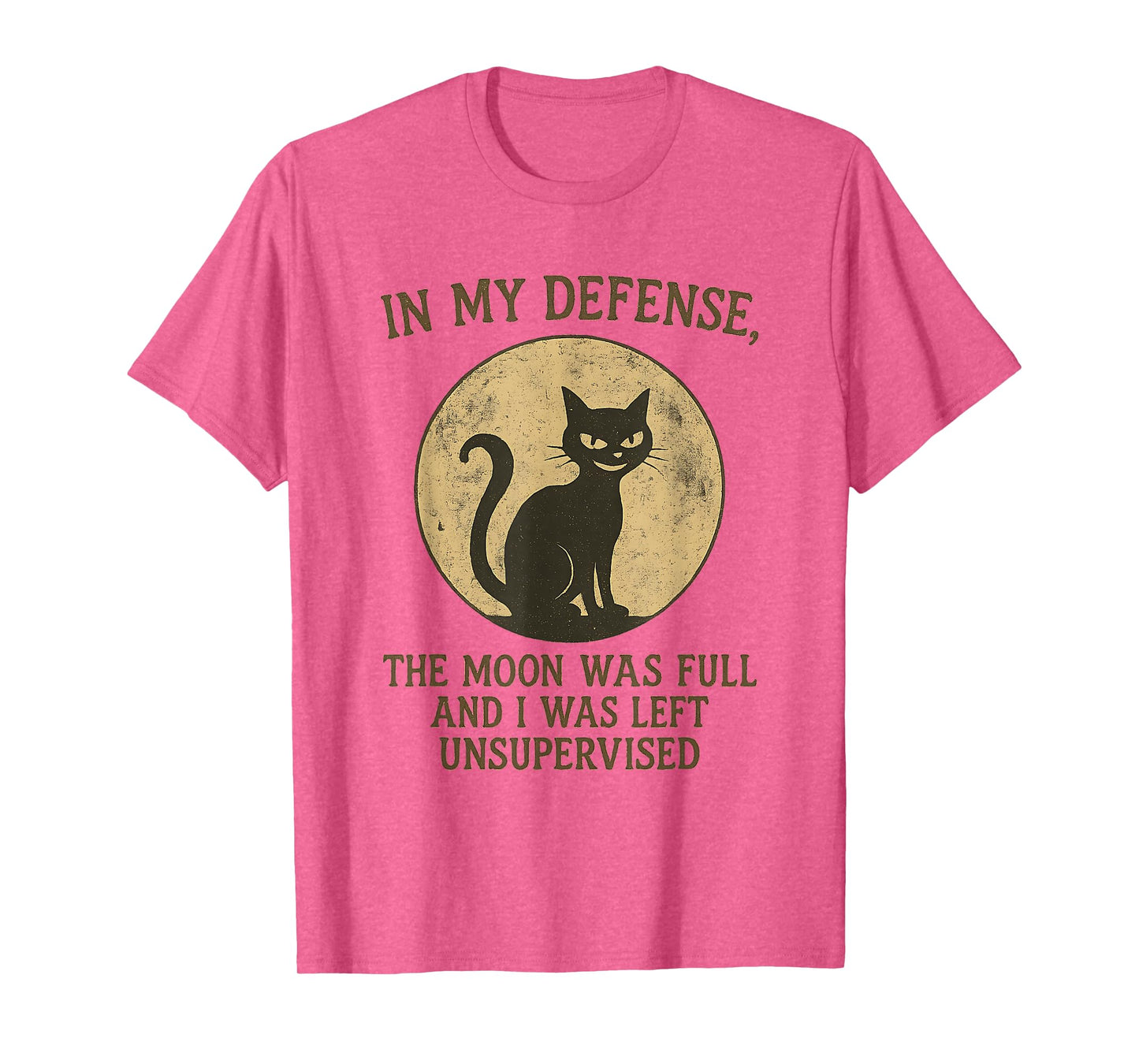 Funny Black Cat Full Moon Unsupervised Witchy Halloween Meme T-Shirt