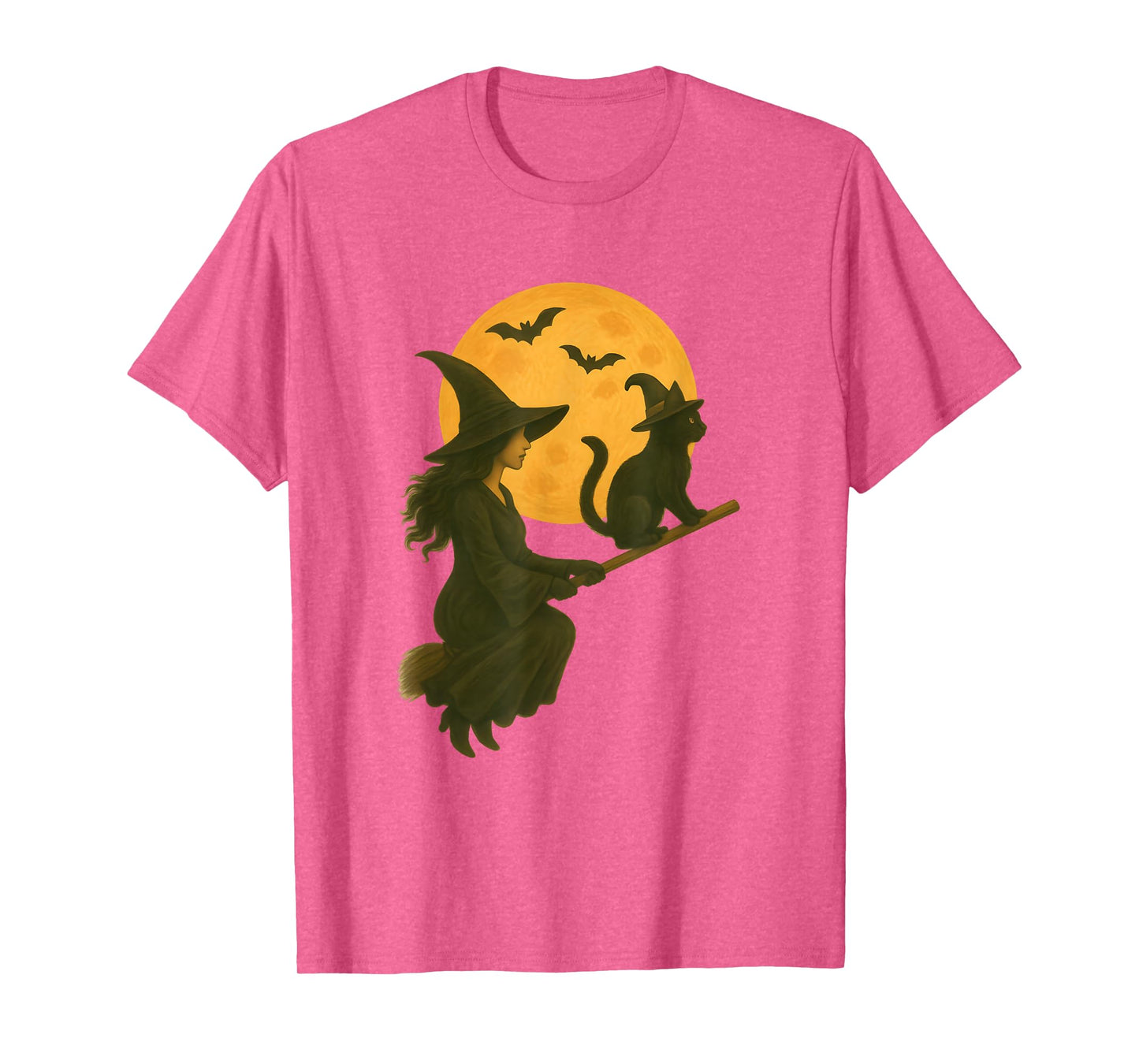 Witch and Cute Cat Black Kitten for Halloween Costume Party T-Shirt