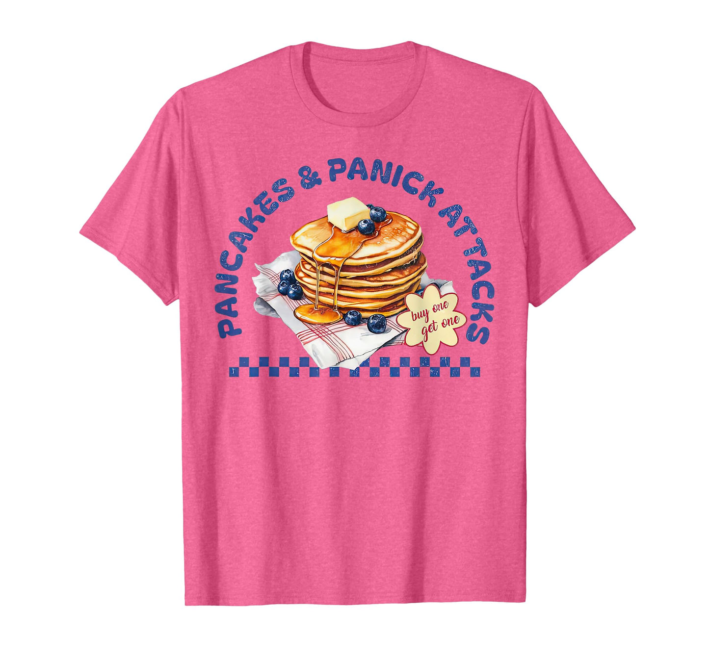 Pancakes and Panic Attacks Funny Retro T-Shirt