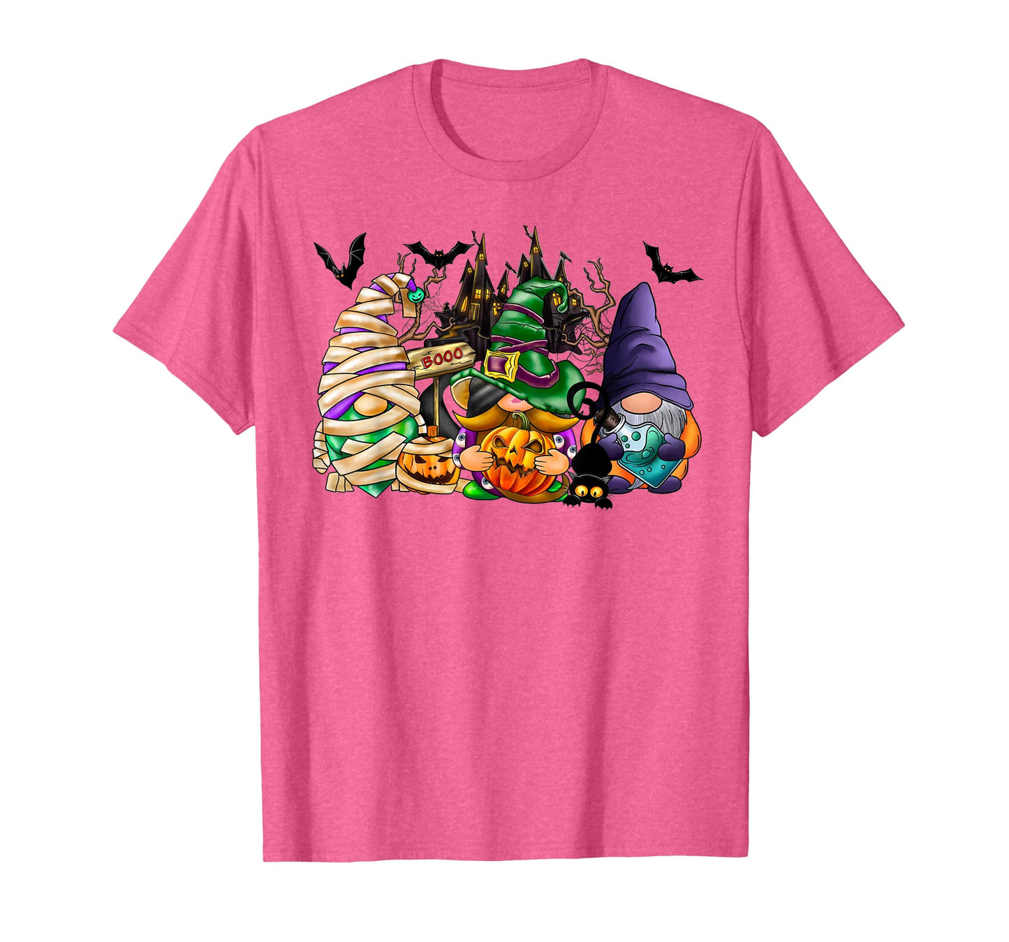 Funny Halloween Gnomes with Pumpkin and Witch Hat Art T-Shirt