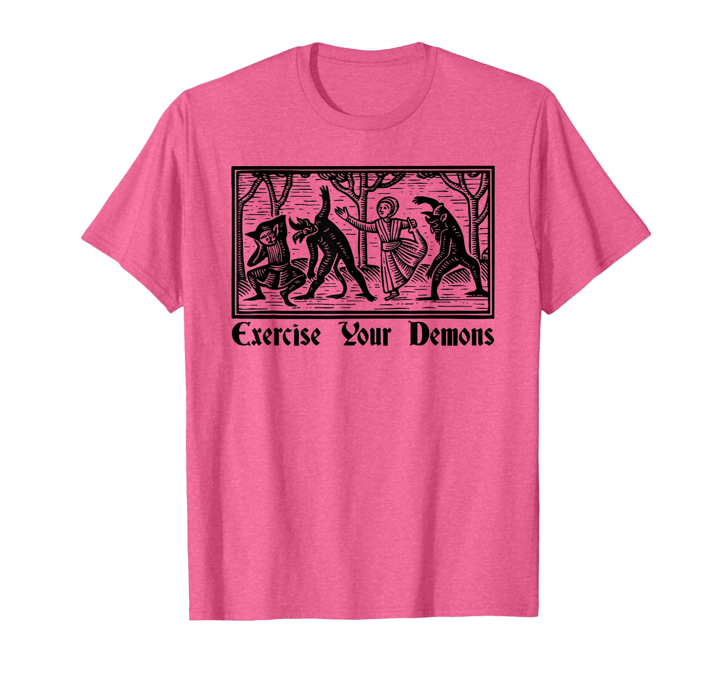 Funny Goth Exercise Your Demons Design T-Shirt