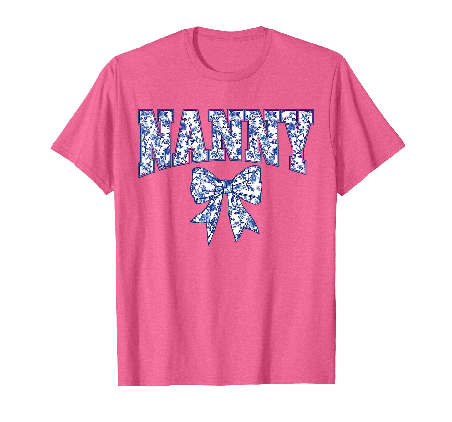 Nanny Coquette Toile Blue Bow Floral Mother's Day Family T-Shirt