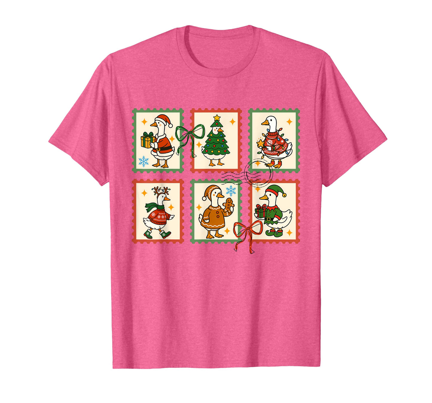 Silly Goose Santa Christmas Stamp Cute Merry Goosemas Xmas T-Shirt