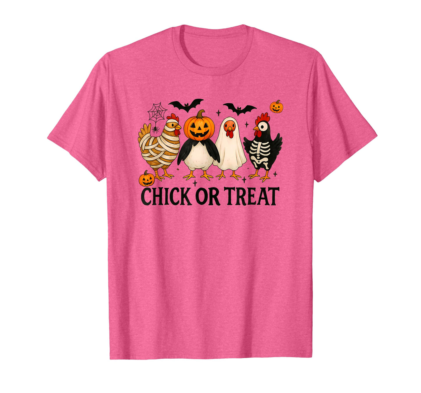 Chick Or Treat Funny Halloween Chicken Lover Witch Pumpkin T-Shirt