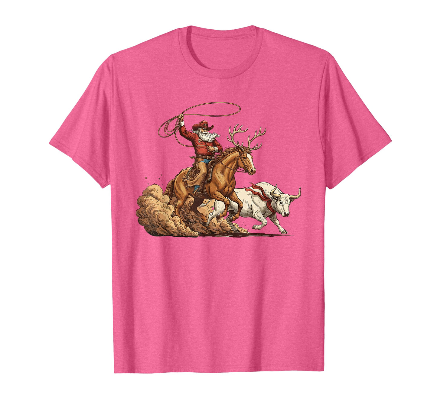 Horse Cow Cowboy Santa Western Roping Christmas Country Xmas T-Shirt
