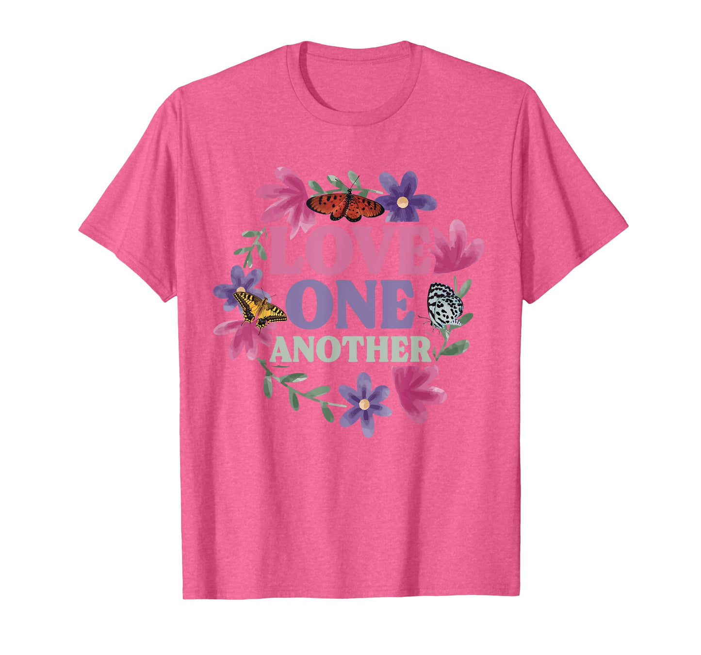 Love One Another - Butterfly Flower Religious Christian T-Shirt