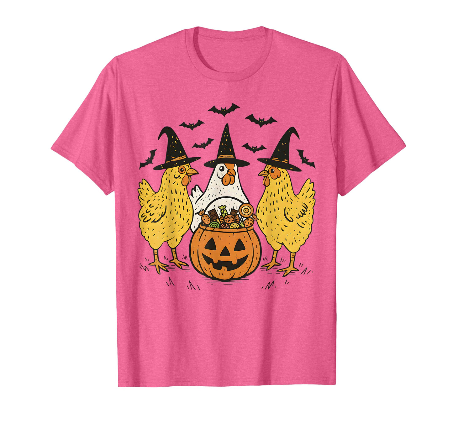 Chicken Halloween Pumpkin Spooky Season Funny Chickens Witch T-Shirt