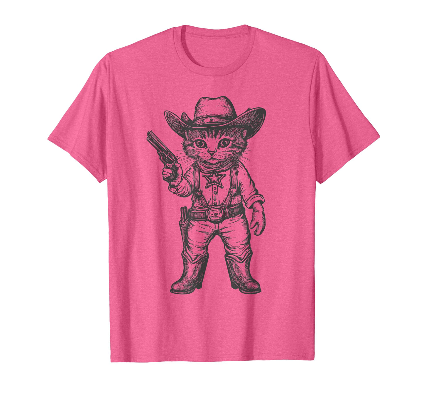 Cat Cowboy Hat Funny Western Kitten Cute Cat Lover Vintage T-Shirt