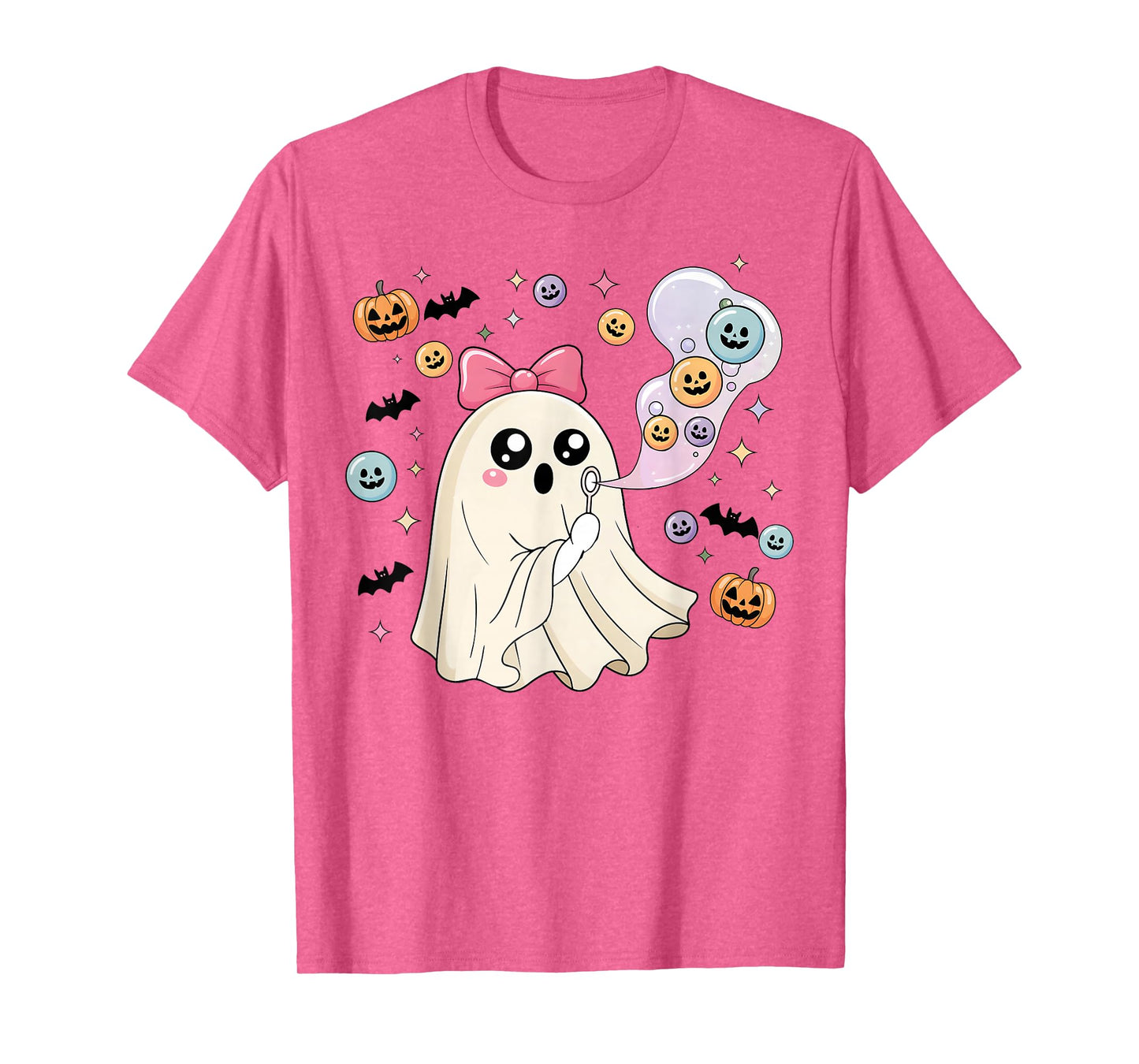 Preppy Coquette Ghost Halloween, Blowing Bubble Halloween T-Shirt