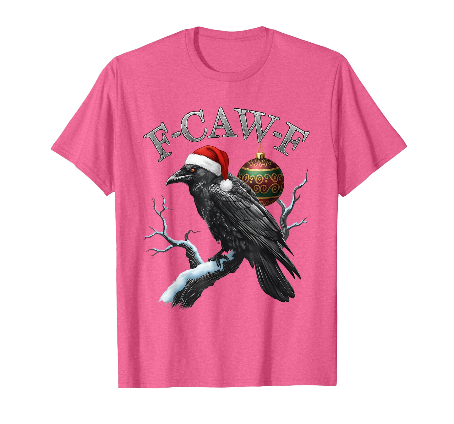 Black Crow, F-Caw-F Santa Hat Black Bird Gothic Christmas T-Shirt
