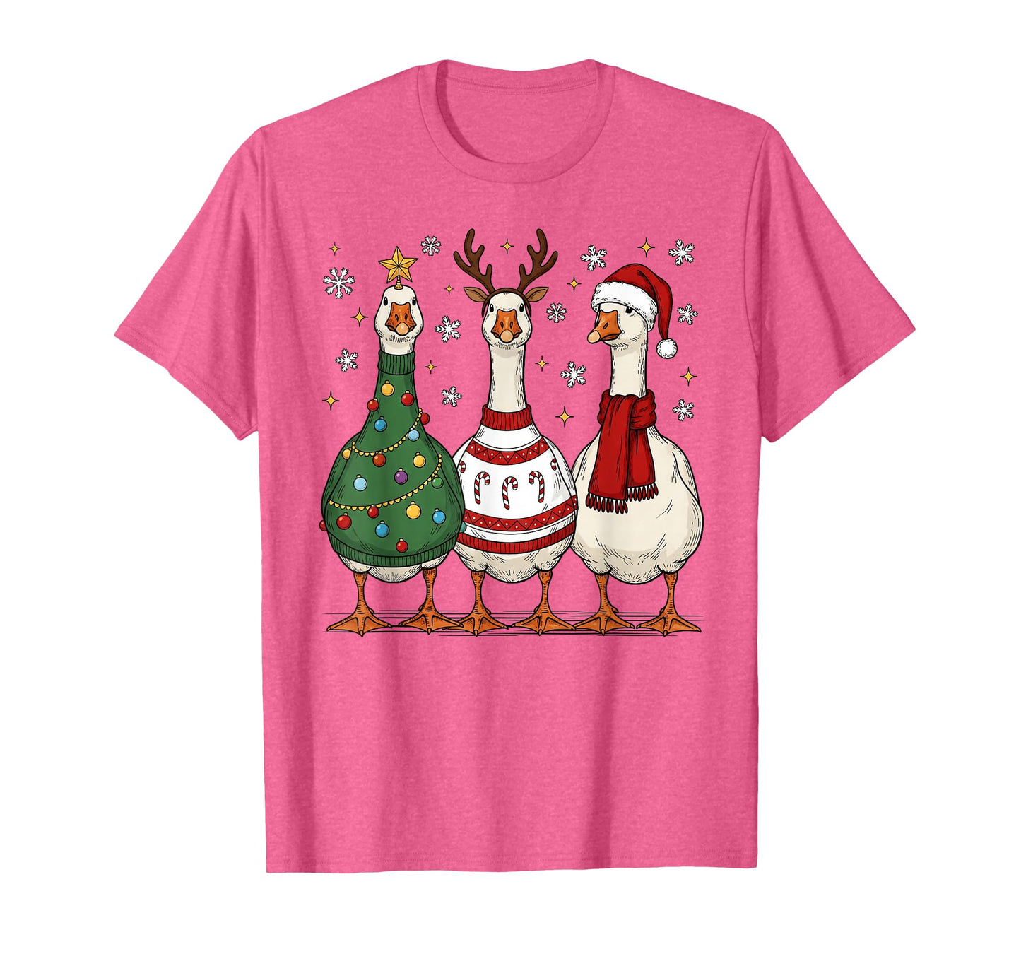 Funny Christmas Goose Tree Candy Cane Santa Snowman Goose T-Shirt