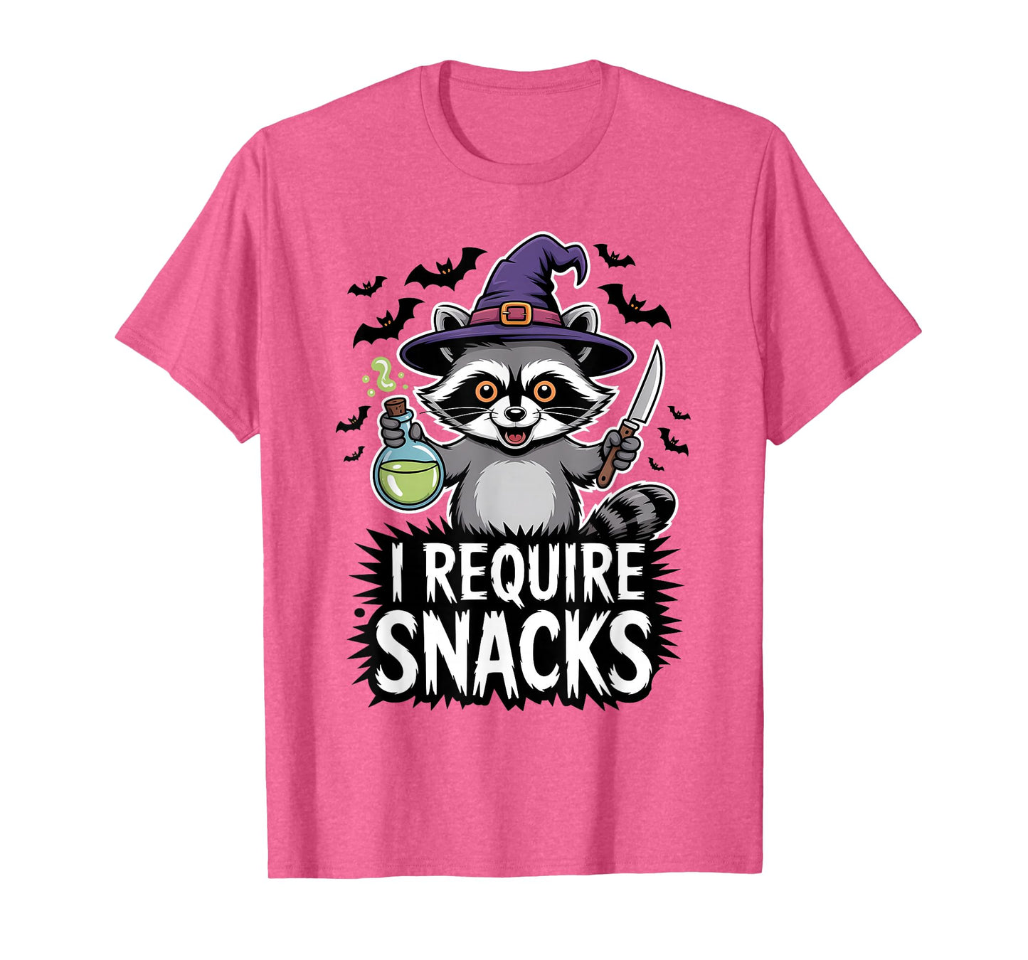 Funny Halloween Witch Raccoon i Require Snacks T-Shirt