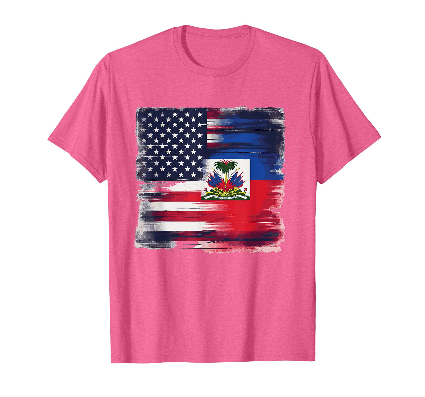 Vintage Half American Half Haitian Flag Family Heritage T-Shirt